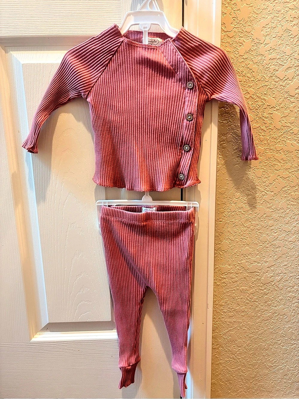 mudpie Baby Ribbed 2-Piece Set Pink 3-6M